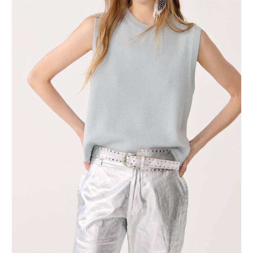NEW LANHTROPY glitter knitted top in silver